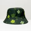 Sombrero de pescador de doble cara con estampado de trébol de cuatro hojas, moderno, combinable con todo, pequeño para hombre y mujer.
