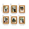 Gato Negro Lindo Estilo Pintura al Óleo Artística Apoyado en Girasol Marco de Fotos Magnético de Madera de Doble Capa Decoración de Atmósfera Imán para Refrigerador