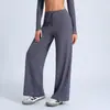 Pantalones Casuales Rectos de Cintura Alta con Cordón, Pantalones de Yoga de Tacto Desnudo, Pantalones Deportivos Largos Sueltos con Cintura de Corbata para Fitness