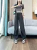 Pantalones de Trabajo Casuales Deportivos de Pierna Ancha tipo Jogger, Delgados, Estilo Americano, de Seda de Hielo de Secado Rápido, Nuevo Estilo Verano 2026 para Mujer