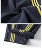 Pantalones Deportivos Pesados de Tres Rayas Americanas con Hoja Curva para Hombre Marca de Moda Primavera Holgados de Caída Ancha Pierna Ancha Casual Largos