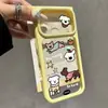 Funda de Teléfono con Ventana Grande de Cachorro de Dibujos Animados en Inglés Compatible con iPhone 18 Apple 17 Pro Max Cubierta Protectora Verde Fluorescente