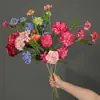 Flor artificial de cordyceps de un solo tallo con tres cabezas de color ámbar, adecuada para ramos de boda, decoración del hogar interior y exterior, y como accesorio de fotografía