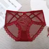 Calcinha Fio Dental Renda Vazada Desejo Puro para Mulheres, Respirável e Sexy Renda Cruzada Forro 100% Algodão Calcinha Triangular de Renda para Senhoras 1079