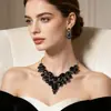 Set de Collar y Pendientes de Piedras Preciosas Multicolor Retro Europeo para Mujer Moda Accesorios para Vestido de Novia Banquetes Noche Joyería Transfronteriza