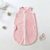 Saco de dormir de doble cara de forro polar coral para otoño e invierno, edredón a prueba de patadas para recién nacidos, pijama cálido de color sólido para bebé