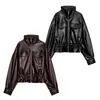 MYST&ZA Otoño Nuevas Llegadas Abrigo de Botones Cruzados con Cinturón para Mujer, Estilo Francés Simple, Manga Larga, Cuello Alto