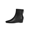 Botines Chelsea Cómodos de Tacón Cuña Piel de Oveja Curtida al Vegetal 2026 Otoño/Invierno Tacón Medio Versátiles para el Trabajo Puntera Cuadrada Pequeña Botines de Piel Genuina para Mujer