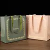 Bolsa de Mano para Joyería Verde Mate Punto Rosa Albaricoque Bolsa de Papel Borde Antiguo Estampado en Caliente Bolsa de Papel de Regalo Bolsa de Papel de Recuerdo