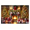 Tela de fondo navideño más vendida a nivel transfronterizo, con impresiones de alta definición de una cabaña en una noche nevada, perfecta para envolver regalos y decoraciones navideñas.