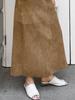 Saia de Veludo Camurçado, Cor Cáqui Feminina, Saia Longa Reta Emagrecedora de Cintura Alta Estilo Francês, Moda Outono 2026 Roupas Femininas