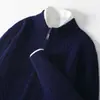 Cardigan de Lã Tricotado Outono e Inverno Gola Meia-Alta Outono e Inverno Jaqueta Suéter de Lã Grossa Masculina Top Casual de Negócios Jovem