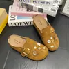 Diadema Nueva Retro Otoño 2026 con Botón y Lazo Birken para Mujer Suela Gruesa Antideslizante Zapatillas sin Cordones Perezosas