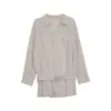 M Five 2026 Primavera 24 de Fevereiro Nova Coleção Camisa de Manga Longa Color Block com Cintura Marcada e Decote V Listrada P5195