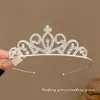 Tiara de Coroa Princesa Infantil Fita de Cabelo de Pérola Elástico para Cabelo Corda de Cabelo para Meninas Alta Elasticidade Corda de Cabelo Acessório de Coque para Cabelo