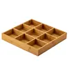 Plato para Pasteles de Té Casero Caja de Almacenamiento de Frutas y Verduras de Bambú Estilo Chino Bandeja Compartimentada para Frutas Secas Caja de Bocadillos para Sala de Té Plato de Frutas