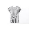 Novo Modal Pit Listrado Top-up Manga Curta Lactação Top Casual Wear-free Sutiã Cor Sólida T-shirt