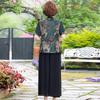 Vestido de Verano para Madre Top Estilo Occidental Camiseta de Chifón de Manga Corta Estilo Chino para Mujeres de Mediana Edad Elegante Traje de Dos Piezas de Mediana Edad