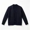 Cardigan Masculino Outono/Inverno 2026 Cor Sólida Tricô Texturizado Peça de Sobrepor Jovem Gola Careca Solto Suéter Casual Manga Longa Tricô