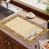 Tapete Drenante de Terra de Diatomáceas de Alta Qualidade Estilo Americano para Bancadas de Cozinha, Tapete Absorvente de Água para Louças, Jogo Americano de Mesa de Jantar Resistente ao Calor e a Manchas
