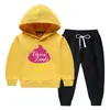 Conjunto de moletom com capuz masculino e infantil outono e inverno 2023 meninas estudantes Novo conjunto quente acolchoado com veludo plus de roupas de inverno