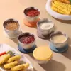 Mini cuenco para mojar de acero inoxidable 304 con tapa, caja casera para ensalada de tomate, taza para salsa, vajilla portátil, plato para condimentos