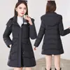 Chaqueta de Algodón Acolchada de Invierno para Mujer, Nueva Moda de Longitud Media Ajustada con Capucha, Acabado Suave de Gama Alta, Abrigo de Algodón Engrosado