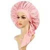 Gorro de Satén para Dormir Transfronterizo de Amazon Tejido de Punto de Satén Gorro para el Cuidado del Cabello para Mujer Sombrero de Ala Ancha Elástico Estilo Europeo y Americano