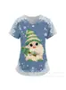 Camiseta de Manga Corta con Estampado de Dibujos Animados Navideños y Cuello en V Uniforme de Enfermera Camiseta con Estampado de Copos de Nieve Lindos y Atmósfera Navideña Uniforme de Enfermera