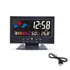 8082t despertador eletrônico de tempo com tela LED colorida, previsão do tempo, temperatura e umidade, calendário perpétuo, luz de fundo
