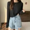 Ropa Protectora Solar Camiseta de Manga Larga para Mujer Nueva de Verano Seda de Hielo Estilo Coreano Versátil Holgada Delgada Camisa de Aire Acondicionado Top Corto Ins