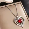 Collar de piedra de nacimiento transfronterizo europeo y americano para mujer, colgante de collar de corazón con piedra de nacimiento en oro rosa, collar con forma de corazón incrustado de diamantes al por mayor