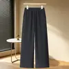 Pantalones casuales de pierna recta con cintura elástica para mujeres de mediana edad y mayores, pantalones de pierna estrecha recta de pierna ancha para otoño e invierno