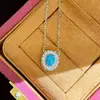 Colar de Prata de Lei S925 com Turquesa Feminino Luxo Leve Vintage Exquisito Fashionável Temperamento Nobre Design de Alto Padrão Corrente de Clavícula