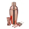 Set de Coctelera de Acero Inoxidable de Venta Caliente Transfronteriza en Oro Rosa, Juego de Seis Piezas para Bar y Uso Doméstico
