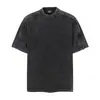 Camiseta Masculina Manga Curta com Zíper Desconstruído Indústria Pesada Verão Lavada Design Desgastado Solta Gola Redonda Manga Meia Manga