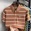 Camisa Polo de Manga Corta de Algodón de Fibra Larga Transfronterizo para Hombre, Nuevo Estilo Verano 2026, Rayada con Logo de Pony Bordado, Camiseta para Hombre