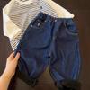Jeans de Veludo Infantil Transfronteiriço Outono e Inverno 2025 Meninos e Meninas Jeans de Veludo Macacão de Bebê Calça Quente de Veludo