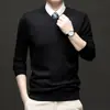 Suéter de Otoño e Invierno para Hombre, Tejido de Punto Grueso con Cuello en V y Mangas Largas Anti-Pilling para Hombres de Mediana Edad y Jóvenes, Suéter Básico Estilo Papá