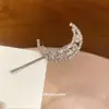 Pasador de Estrella y Luna Incrustado de Diamantes, Nicho, Sencillo, Elegante, Versátil, Pinza para Flequillo, Lujo Ligero, Accesorio de Cabello de Alta Gama