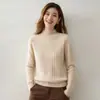 ¡Versátil y favorecedor para todos! Suéter de punto de cachemira para mujer con cuello medio alto, diseño de punto trenzado y estilo pullover, perfecto como nueva capa base para otoño/invierno