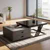 Mesa de centro minimalista moderna, mesa de centro extensible, uso doméstico de lujo ligero, mesa de centro de losa de roca, diseño simple, adecuada para apartamentos pequeños, mesa de centro combinada cuadrada