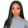 Peruca de moda europeia e americana nova, com renda frontal, de comprimento médio, cabelo liso, peruca de renda frontal, cobertura total da cabeça