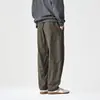 Ropa de Hombre Beijie Verano 2026 Nuevos Pantalones Casuales de Tres Colores con Cordón Pantalones Rectos Sueltos de Algodón y Lino para Hombre Estilo Retro