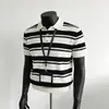 Camisa Polo de Verano para Hombre 2026, Ajuste Delgado de Moda, Rayas Blancas y Negras, Casual de Negocios, Uso Diario, Estilo Simple