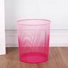 Bote de basura creativo de malla metálica bicolor directo de fábrica de gran capacidad para oficina y hogar, papelera redonda
