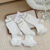 Primavera y Verano Nuevo Estilo Miu Calcetines de Encaje Hechos a Mano para Niña Color Sólido Algodón Peinado Combinables Calcetines Blancos para Mujer