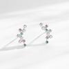 Aretes pequeños de tuerca de plata esterlina S925 con circonita arcoíris, aretes femeninos de moda europea y americana que combinan con todo, alas de ángel, aretes de venta caliente transfronterizos