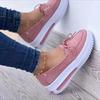 Comercio exterior transfronterizo nuevos zapatos de suela gruesa y punta redonda de una sola capa para mujer tacón de cuña mocasines de ante con lazo wish Amazon