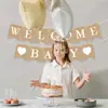 Novo Banner de Linho Retrô Bem-Vindo Bebê Decoração de Festa de Chá de Recém-Nascido Decoração de Chá de Bebê